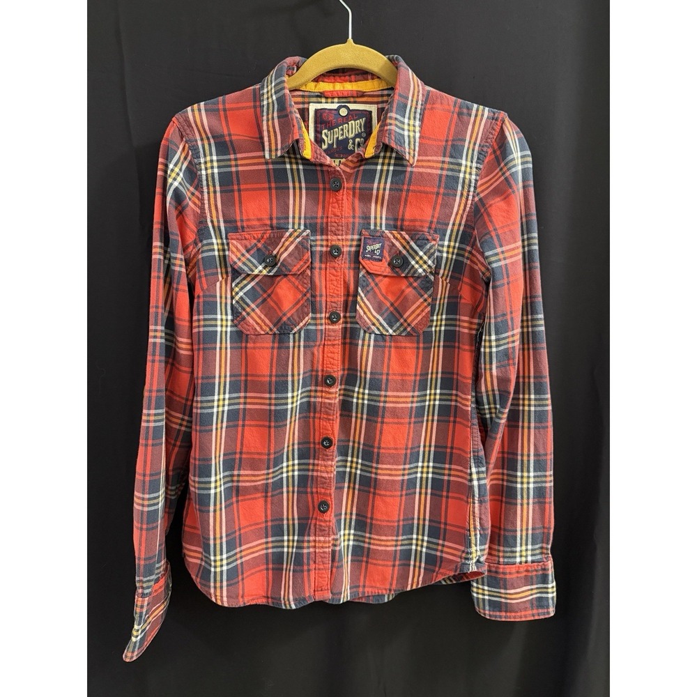 Women's Long Sleeve Flannel 100% Cotton The Real Super Dry & Company Shirt M
